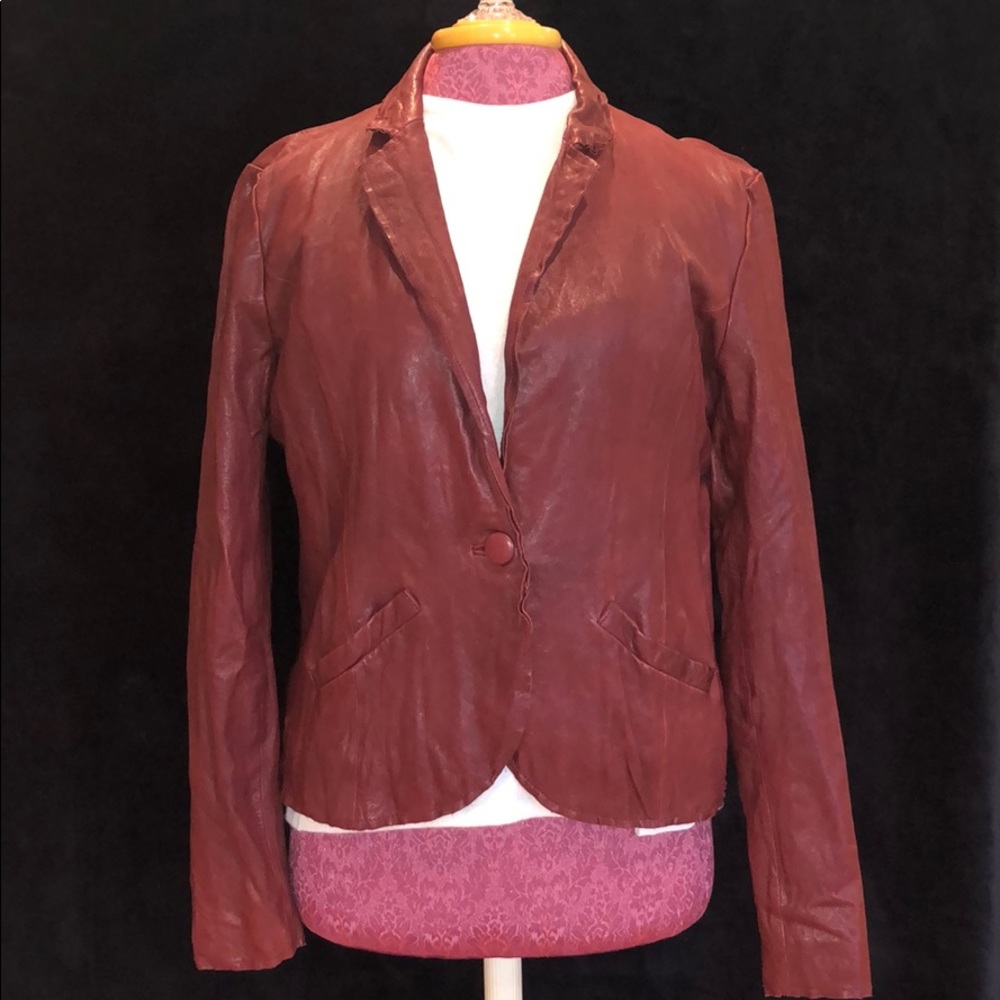 Burning torch wine/ maroon leather jacket